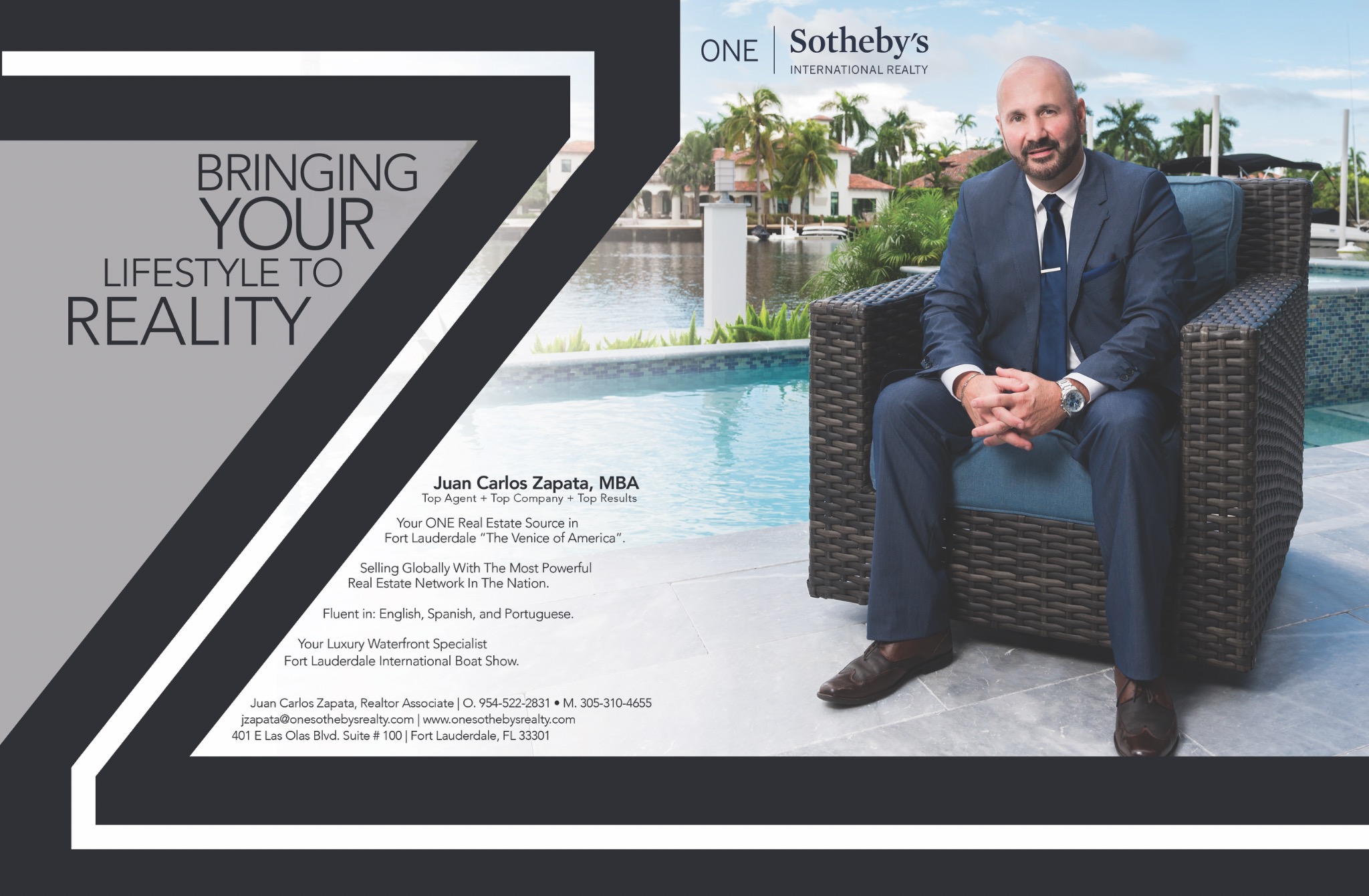 Original ONE Sotheby’s two-page waterfront advertisement